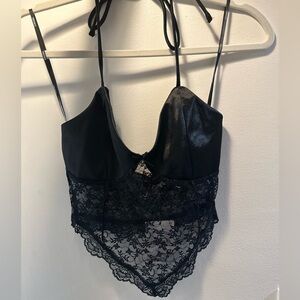 Black Silk Lace Halted Top/ Camis size S